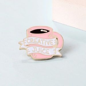 Funny Coffee Mug Cup “Creative Juice” Metal Enamel Pin Brooch